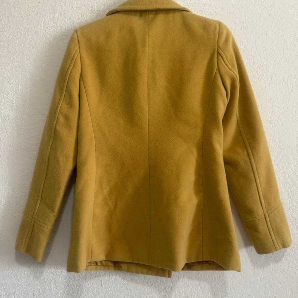 Forever 21‎ Mustard Yellow Double Breasted Wool Blend Peacoat Jacket Womens S - Picture 4 of 13